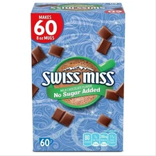 Swiss Miss Cocoa Milk Chocolate, No Sugar Added Envelopes, 60 ct.