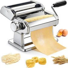"Maquina para Hacer Pasta de Acero Inoxidable Rodillo Manual de Grosor 8 Niveles
