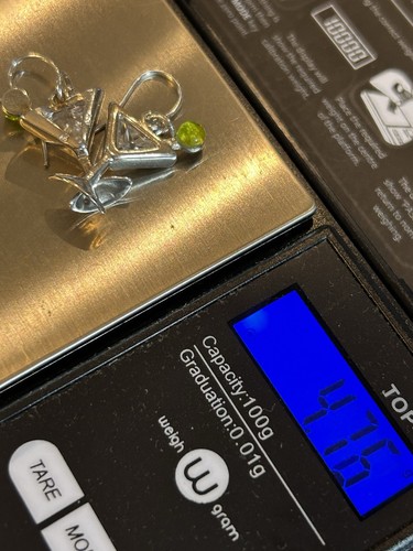 SILPADA 925 Sterling Silver, Peridot, CZ Martini Glass Dangle Earrings - Picture 4 of 4