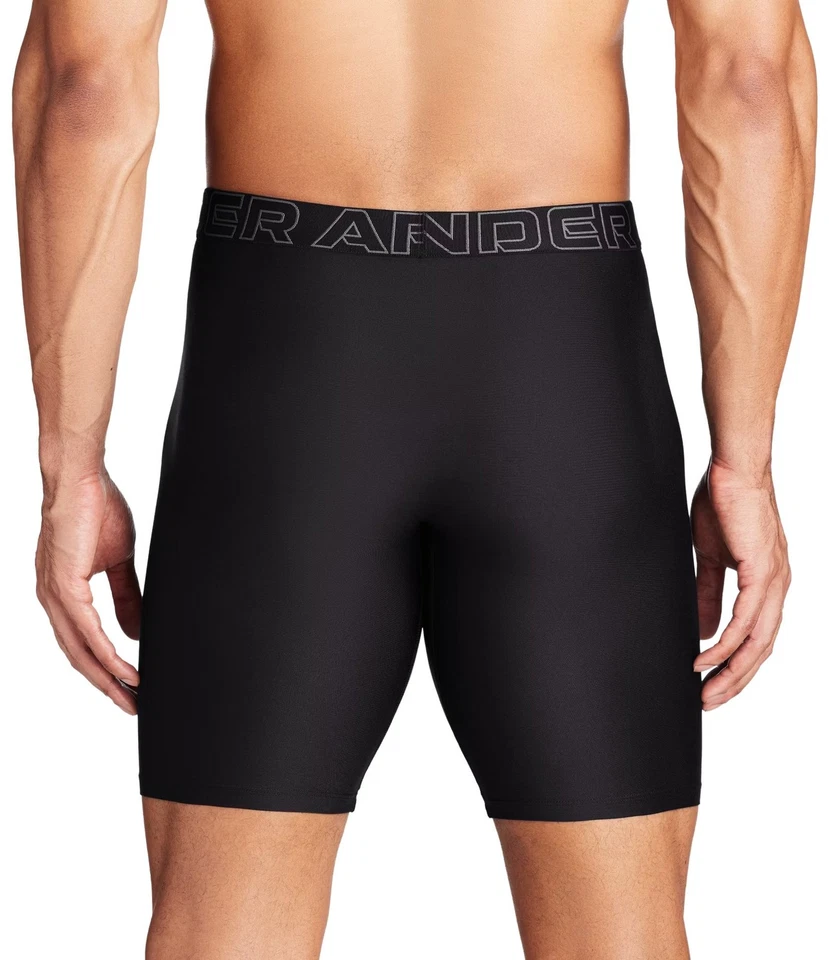 Under Armour Performance Tech 9" Boxerjock Paquete de 3 - Negro / Castlerock - Nuevo Foto 2 de 3