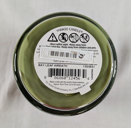 Yankee Candle Retired "BAY LEAF WREATH" ~ Large 22 oz. Tumbler ~ WHITE LABEL - Picture 4 of 4