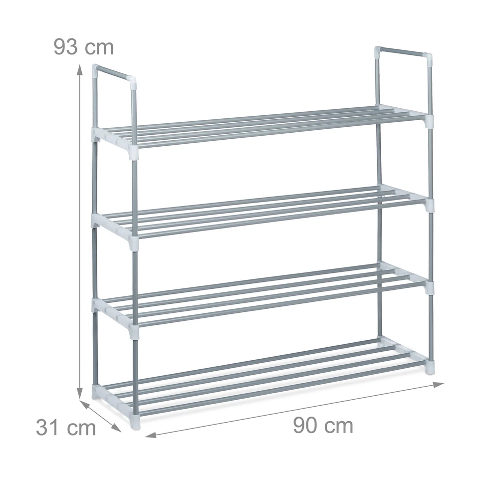 Scarpiera in metallo con 4 ripiani Organizer per scarpe Argento 4 livelli - Immagine 4 di 4