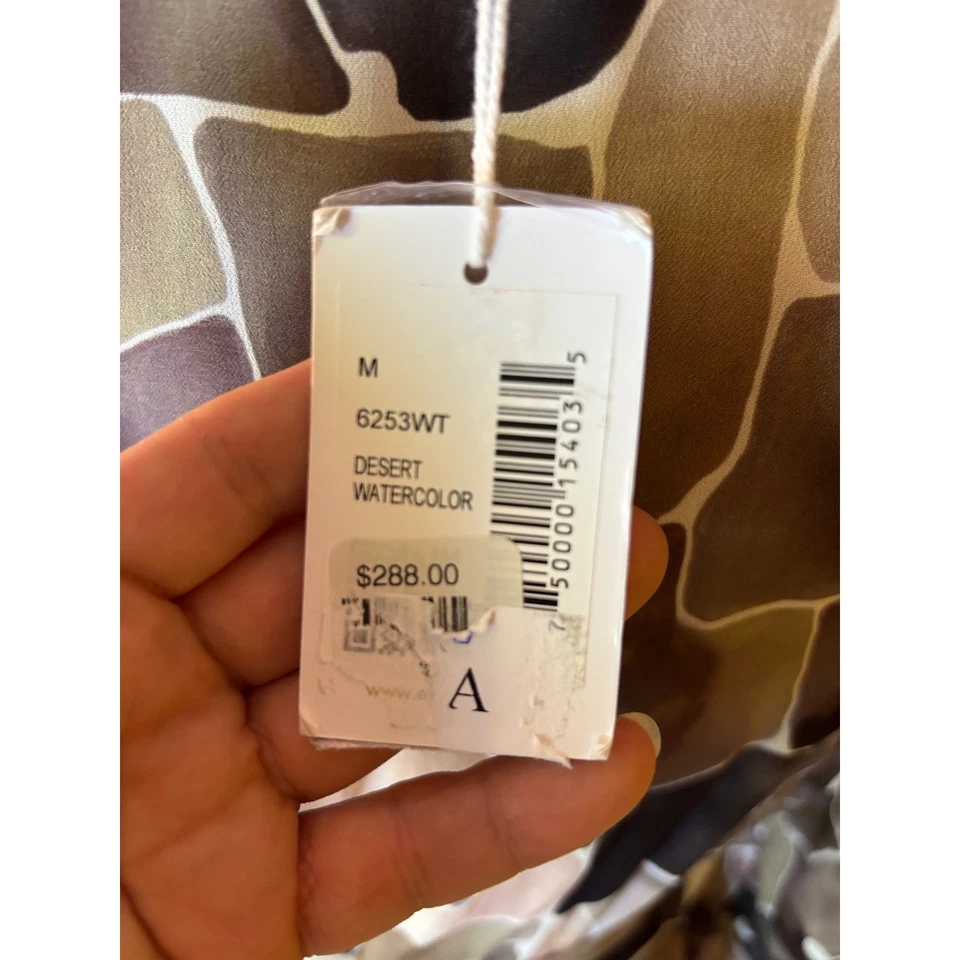 NUEVO CON ETIQUETAS $288 Vestido Maxi Ajustable Estampado Acuarela Desierto Crudo Talla M Foto 2 de 4