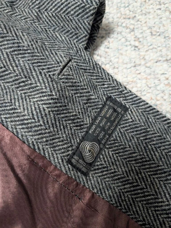 vintage OVERCOAT trench TWEED herringbone 44 gray WOOL donegal irish STAFFORD - Image 4 of 4