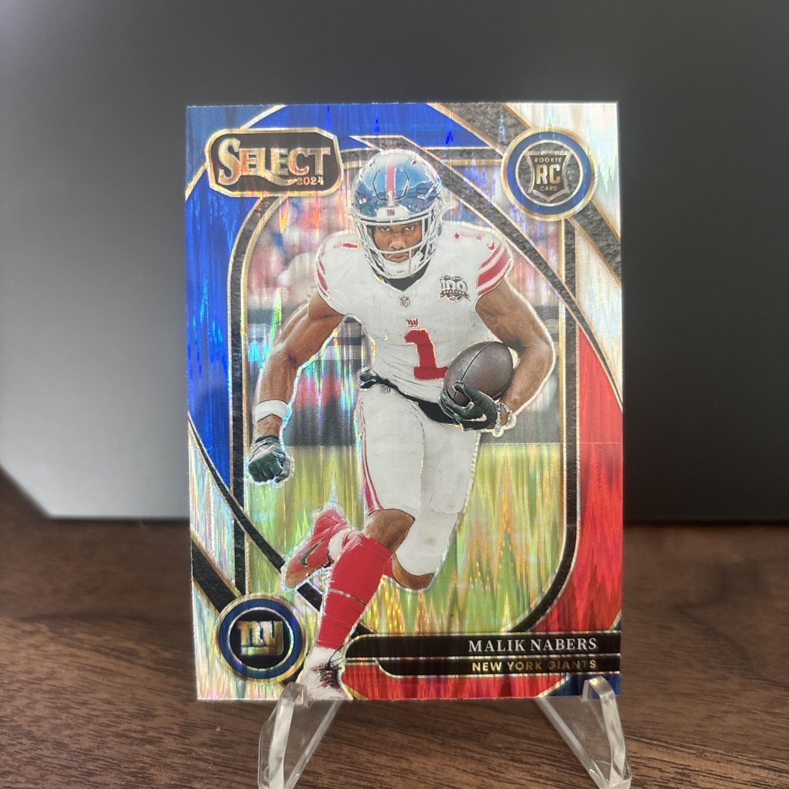 2024 Select Malik Nabers Club RC Red and Blue Prizm Shock #220 Giants