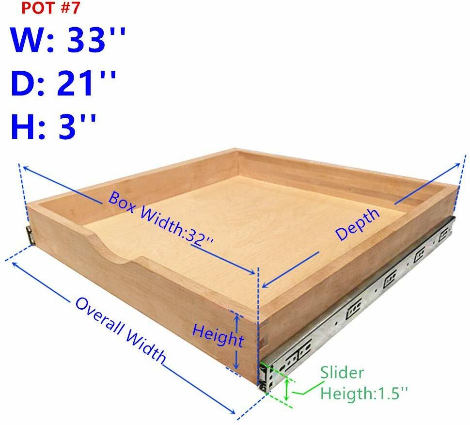 MAXWAY  Kitchen Slide Out Cabinet Shelf Pull Out Wood Drawer 33