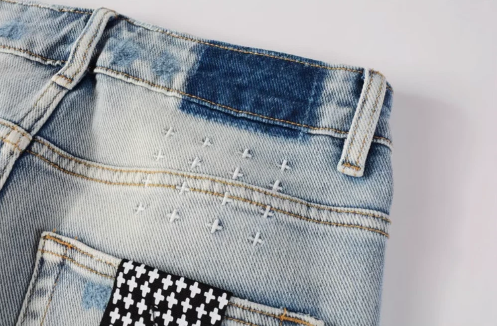 NEW KSUBI Men's Light Blue Ripped Pants High Street NEW KSUBI Men's Light Blue Ripped Pants High Street