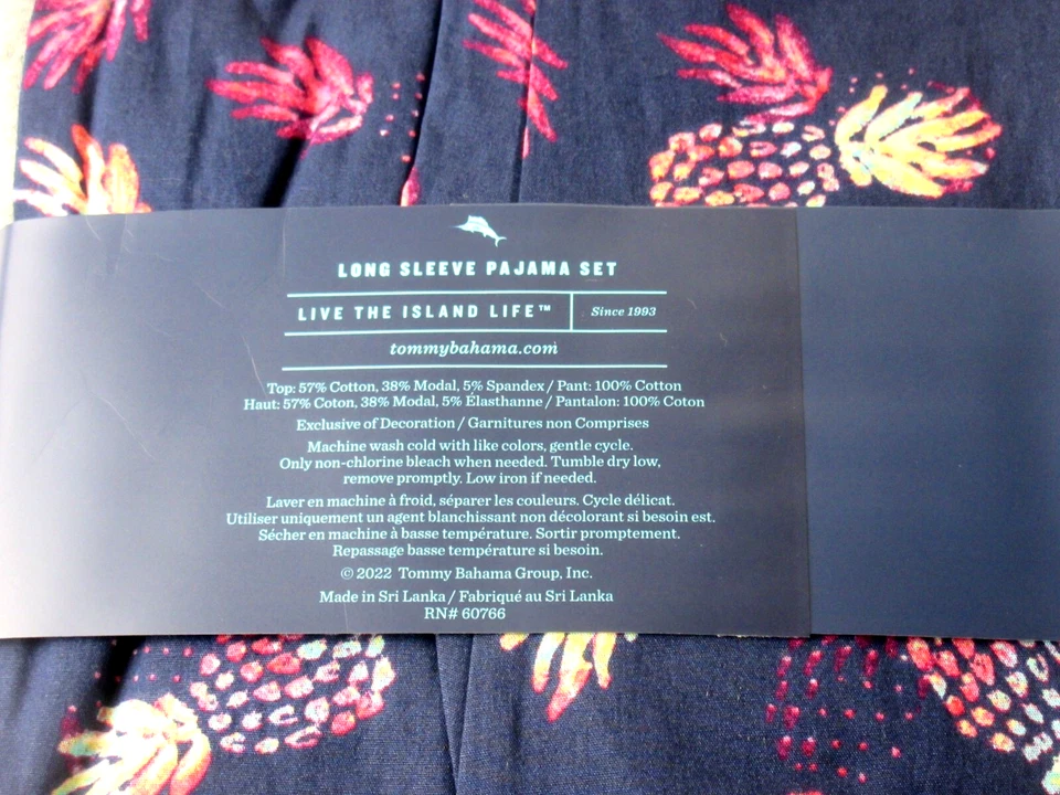 Tommy Bahama Hombre Manga Larga Island Life 2 Piezas Conjunto de Pijama Azul Marino Gris Nuevo con Etiquetas Foto 4 de 4