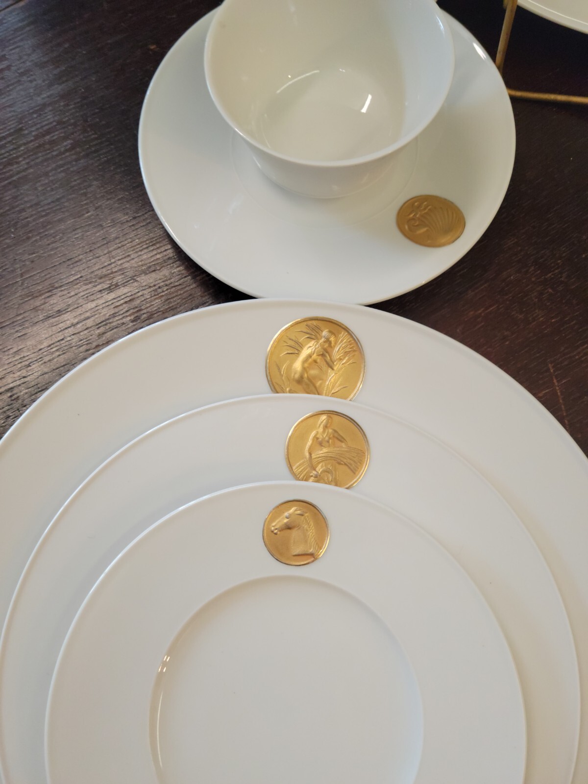 Royal Berlin Arcadia Gold 2  place settings & platter Medallion Germany 