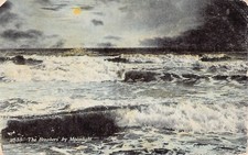 Pleasantville NJ New Jersey Ocean Moonlight Night Surf Breakers Vtg Postcard A8
