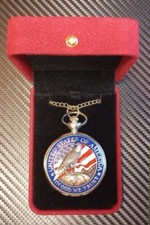 New Bronze Quartz Pocket Watch, Bald Eagle, USA, In God We Trust in Premium Box