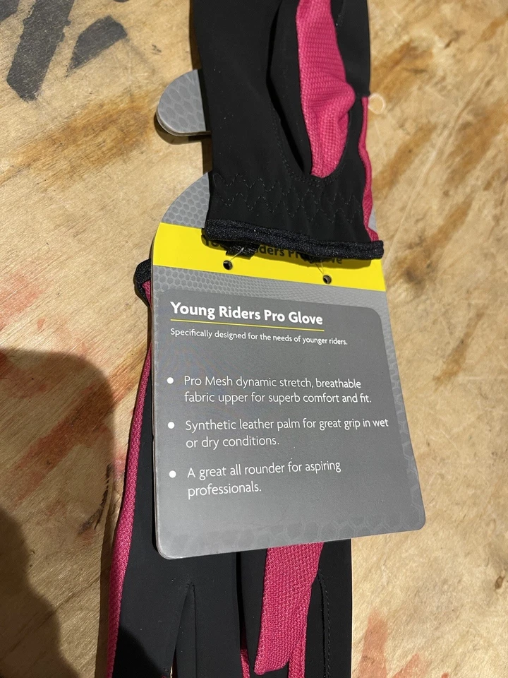 Woof Wear Horse Riding Gloves Young Riders Pro Kids Berry Pink Size Medium New - image 4 of 4