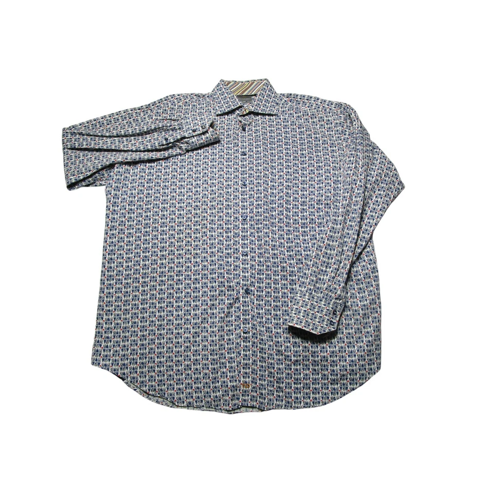 Thomas Dean Para Hombre Talla - 2XL Azul Pala Geométrica Manga Larga Abotonada XXL Foto 2 de 4