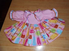 PINK POPSICLE POPSICLES DRESS W/ BOW OR BUTTONS for 16" CPK CABBAGE PATCH KID