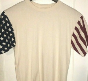 Vtg AMERICAN FLAG SLEEVE T SHIRT Rare 90's U.S Military USA MADE Rocker BIKER