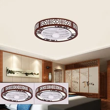 22"  Bladeless Ceiling Fan with Lights Enclosed Fan Light 64W w/ Remote Control