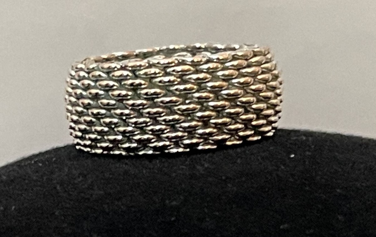 Tiffany & Co Ring Size 6 Somerset Mesh Flexible Band in 925