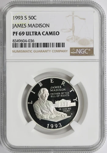 1993-S 50c James Madison Commemorative Half Dollar NGC PF69 Ultra Cameo