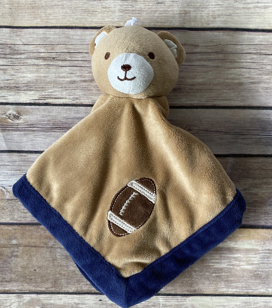 Tiddliwinks Bear Football Lovey Baby Security Blanket Lovey Plush Brown Blue 14