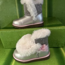 JUICY COUTURE JJK LIL PERRIS TODDLER SILVER EMBELLISHED BOOTS SIZE 8M NWOT