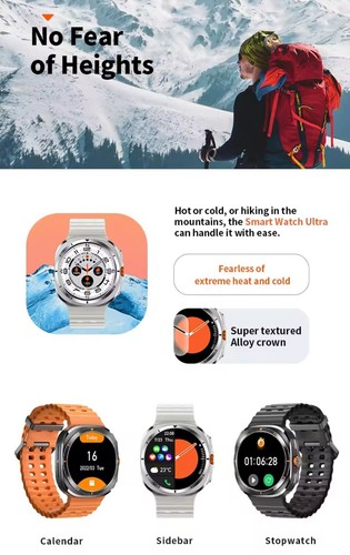 Montre Connectée Ultra Homme Écran GPS, Fitness, Multisports, Santé - Zdjęcie 4 z 9