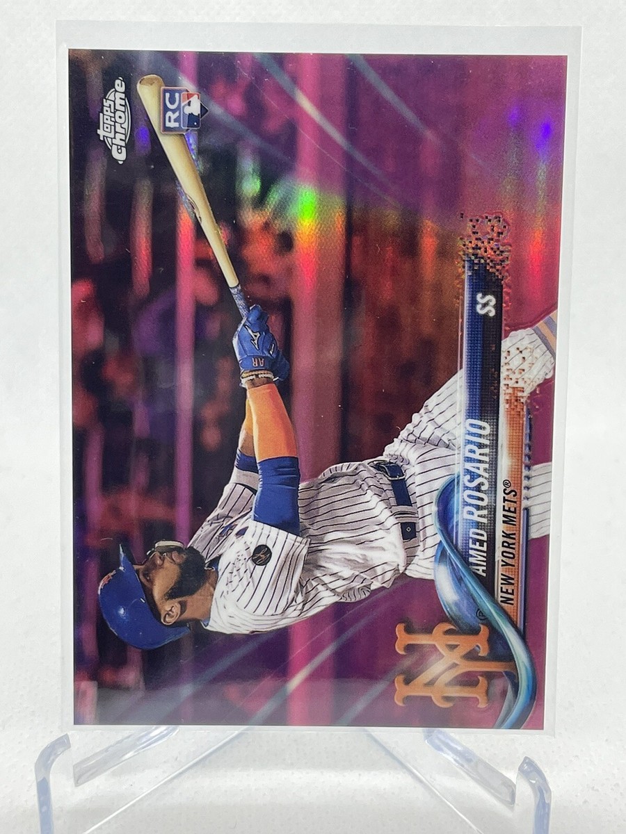 2018 Topps Chrome Amed Rosario Rookie Pink Refractor Mets Baseball