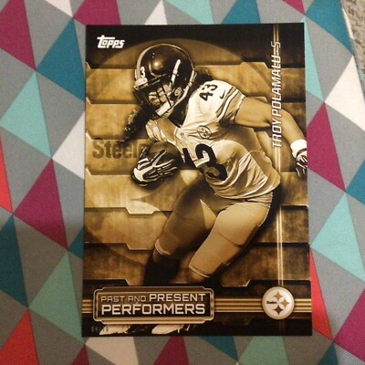 Troy Polamalu Joe Greene Steelers 04/10 made 2015 Topps Past Present Gold 5x7
