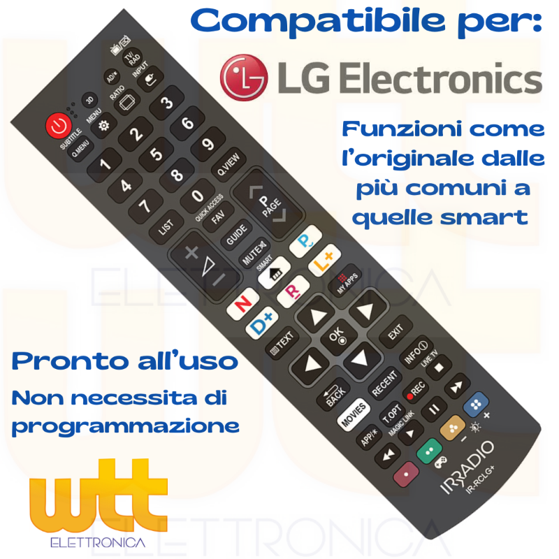 Telecomando universale compatibile per TV LG Lcd Led Smart TV 3D come Originale