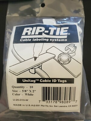 Rip-Tie cable labeling systems Unitag Cable ID Tags 5/8'' x 2'' - 10 Pack