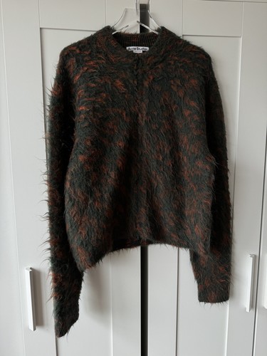 Acne Studios Men’s Hairy Zipper Cardigan Green And Orange Fuzzy Mohair - Picture 5 of 10