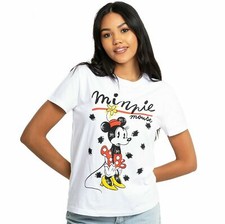 Image of Official Disney Ladies T-Shirt Minnie Scribble White Sizes S - XL