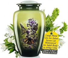 Butterfly Urn for Ashes Adult Large Cremation Funeral Metal Screw Lid Waterproof