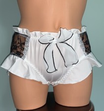 NEW Ruffled Bikini Brief Panties M 6 Sheer Chiffon Bow Girly babydoll Femme