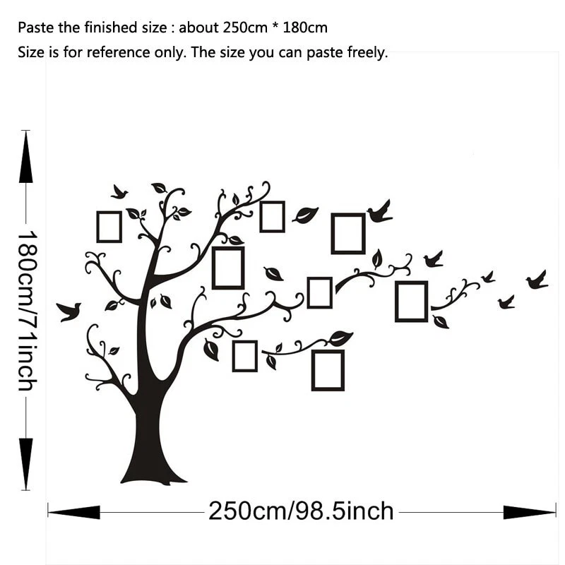 Black Vinyl Home Room Decor Art Tree Decals/Adhesive Family Bedroom Remove Mural - Image 2 of 4