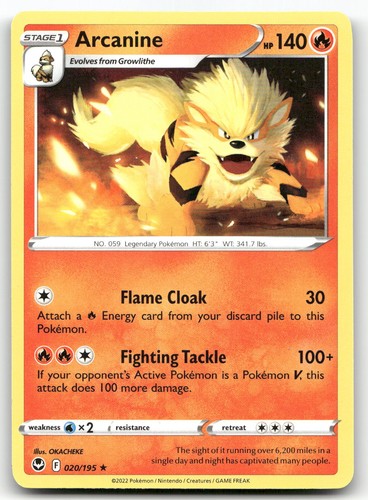 Arcanine #20/195 (NM) SWSH12: Silver Tempest SWSH12 Pokemon