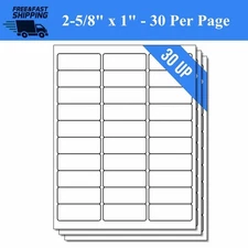 2.625" x 1" Blank Laser Ink Jet Mailing Self Adhesive Address Labels 1" x 2 5/8"