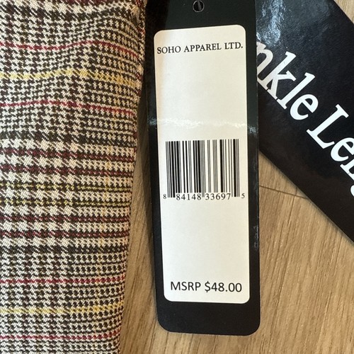 SOHO Apparel Plaid Ankle Pants Size L Stretch Pull-On Work Career Trousers NWT - Picture 2 of 13