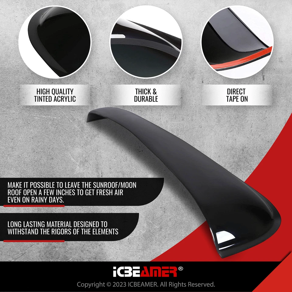 980MM Smoke Sun/Moon Roof Top Window Sunroof Visor Vent Rain/Wind Deflector Y15 - Image 3 of 4