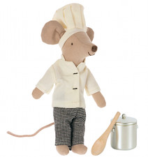 NEW Maileg Chef Mouse w. soup pot spoon Big Brother/Sister Cook Miniature Toy