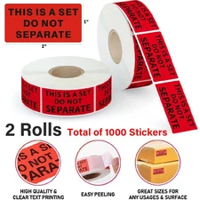 1000 THIS IS A SET DO NOT SEPARATE Packaging Labels Red Warning Sticker 1"x2" US