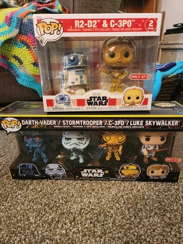 star wars funko pops target exclusive, R2-D2 2 pack, Darth Vader + 3 more pack