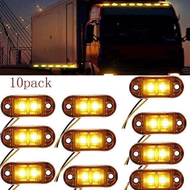 10Pcs Amber Oval LED Side Clearance Marker Lights 2.5" For Car