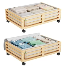 Under Bed Storage Containers- Underbed Organizer with Wheels with Large Dust ...