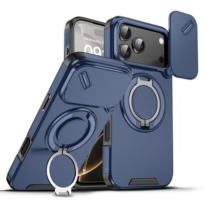 For iPhone 17 Pro Max/Air/17 Pro/17 Shockproof Slide Camera Cover Stand Case