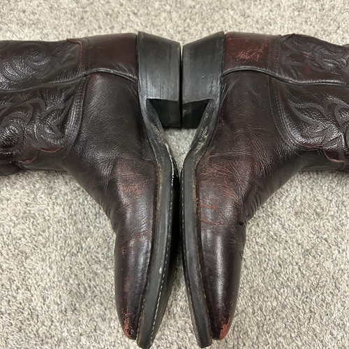 J Chisholm Cowboy Boots Men's 10 EE Red Leather Western Aztec Made in USA - Picture 4 of 14