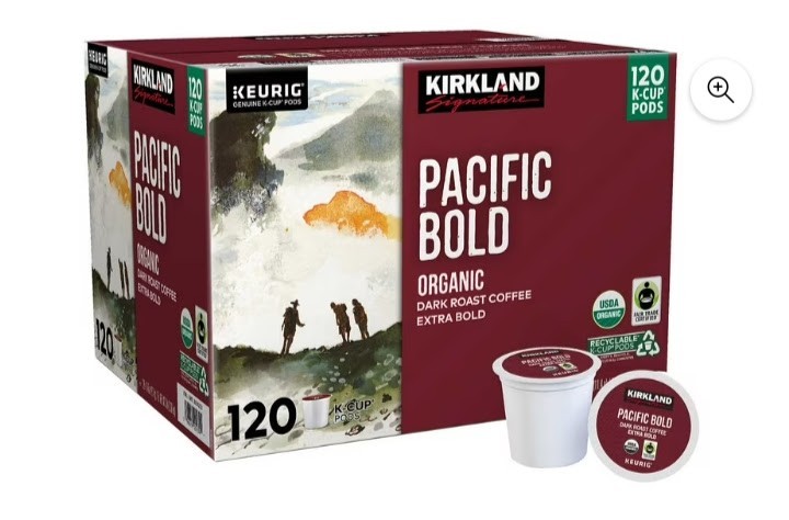 Kirkland Signature Organic Pacific Bold Dark-Roast Coffee, 120 K-Cup Pods