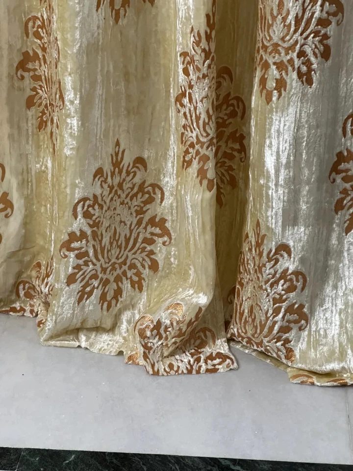 Luxury Vintage Crushed Velvet Curtains - Cotton Viscose Boho Style Drapes - Image 3 of 4