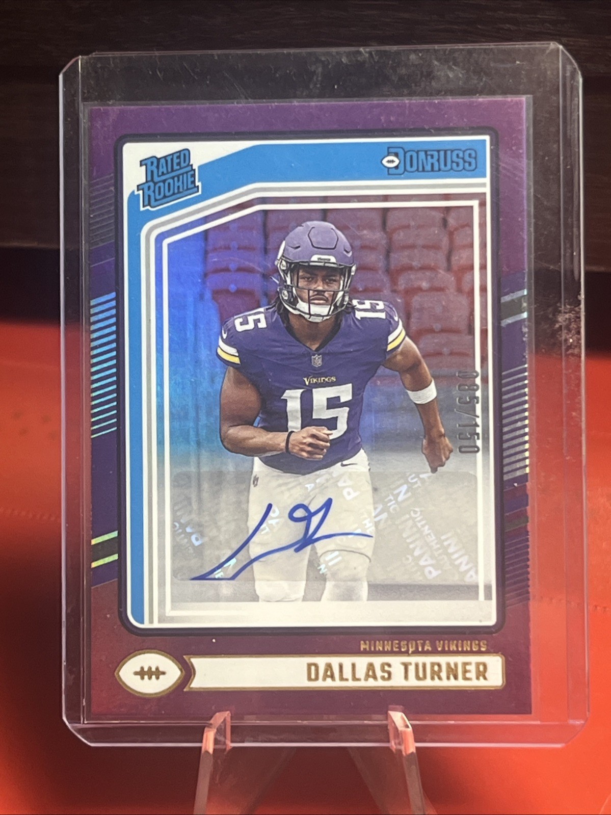 Dallas Turner 2024 Panini Donruss Purple Rated Rookie Auto /150 VIKINGS (RC)