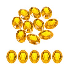 10Pcs Acrylic Oval Gems 30x40 mm Flat Back Rhinestones DIY Gold