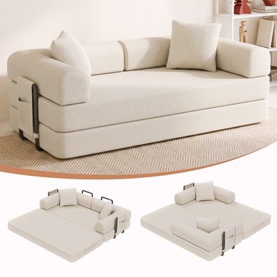 Washable Sofa Bed Couch Sleeper Convertible Pull-Out Couch W/Pockets & Support